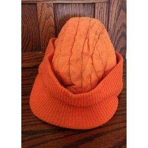 Vintage Quilted Orange Hunting Hat 90s Bright Orange